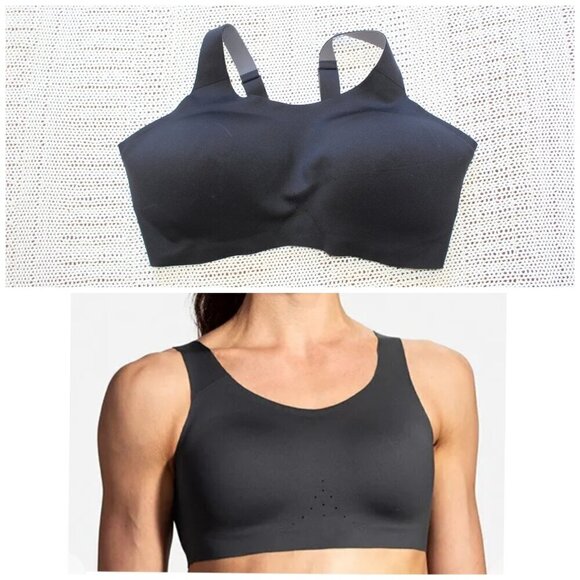 Brooks Dare Scoop back Women's Black Sport Bra Seamless wireless size 38DD ? - Picture 1 of 12